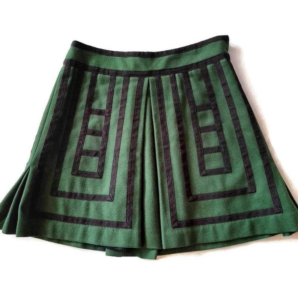 ANTHROPOLOGY MAEVE green /black skater skirt …